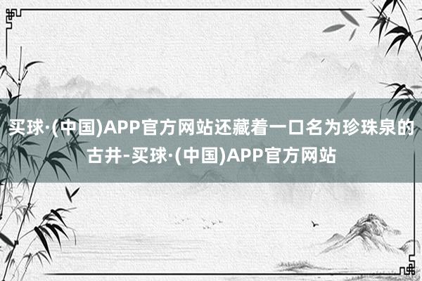 买球·(中国)APP官方网站还藏着一口名为珍珠泉的古井-买球·(中国)APP官方网站