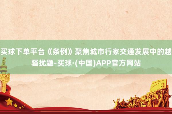 买球下单平台《条例》聚焦城市行家交通发展中的越骚扰题-买球·(中国)APP官方网站
