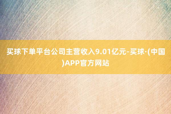 买球下单平台公司主营收入9.01亿元-买球·(中国)APP官方网站