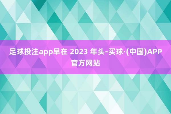 足球投注app早在 2023 年头-买球·(中国)APP官方网站