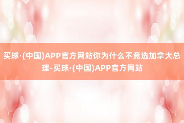 买球·(中国)APP官方网站你为什么不竞选加拿大总理-买球·(中国)APP官方网站