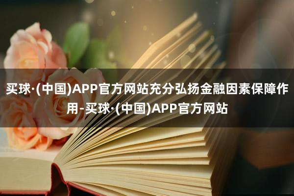 买球·(中国)APP官方网站充分弘扬金融因素保障作用-买球·(中国)APP官方网站