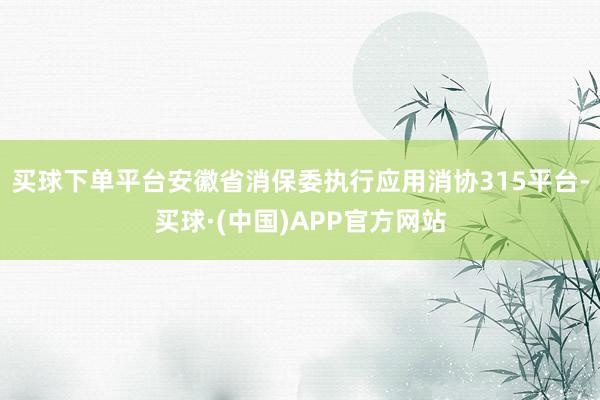 买球下单平台安徽省消保委执行应用消协315平台-买球·(中国)APP官方网站