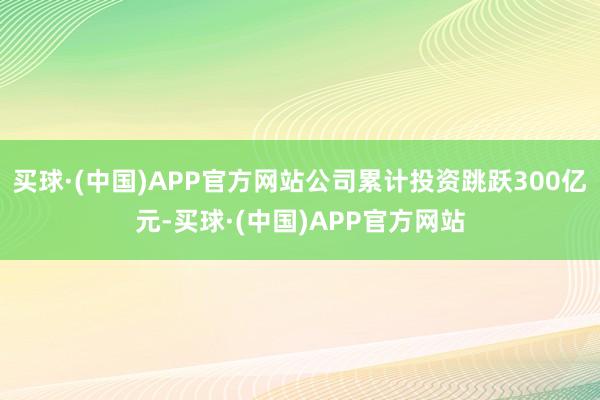 买球·(中国)APP官方网站公司累计投资跳跃300亿元-买球·(中国)APP官方网站