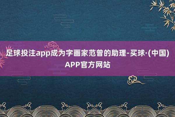 足球投注app成为字画家范曾的助理-买球·(中国)APP官方网站