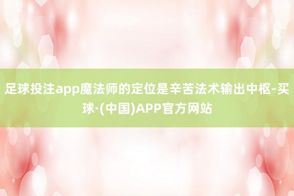 足球投注app魔法师的定位是辛苦法术输出中枢-买球·(中国)APP官方网站