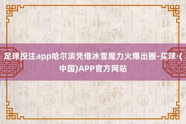 足球投注app哈尔滨凭借冰雪魔力火爆出圈-买球·(中国)APP官方网站