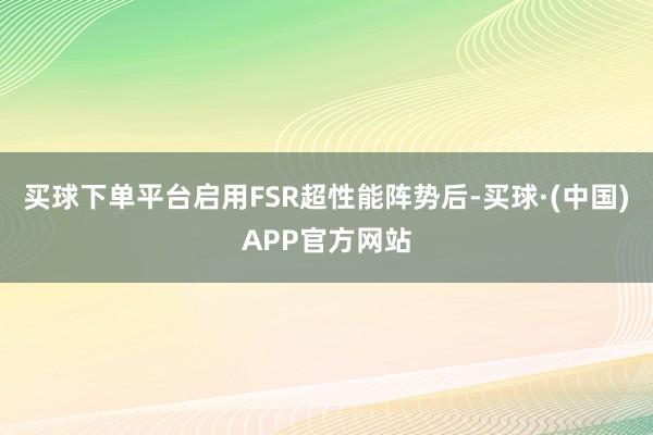 买球下单平台启用FSR超性能阵势后-买球·(中国)APP官方网站