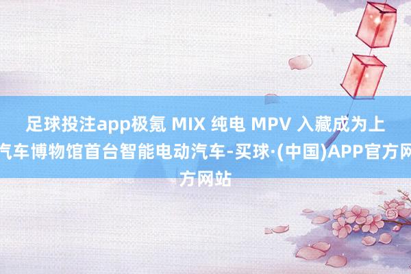 足球投注app极氪 MIX 纯电 MPV 入藏成为上海汽车博物馆首台智能电动汽车-买球·(中国)APP官方网站