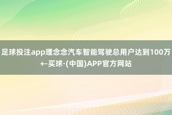 足球投注app理念念汽车智能驾驶总用户达到100万+-买球·(中国)APP官方网站