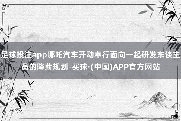 足球投注app哪吒汽车开动奉行面向一起研发东谈主员的降薪规划-买球·(中国)APP官方网站