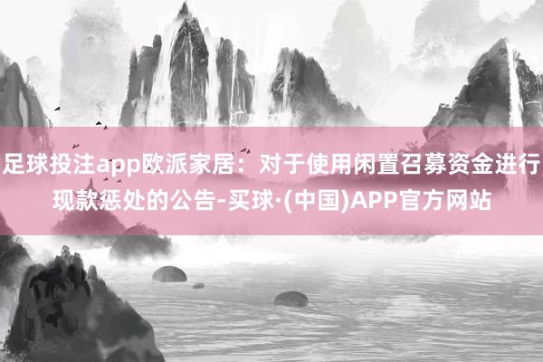 足球投注app欧派家居：对于使用闲置召募资金进行现款惩处的公告-买球·(中国)APP官方网站