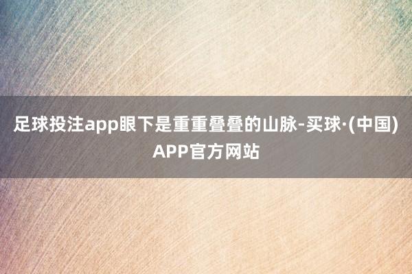 足球投注app眼下是重重叠叠的山脉-买球·(中国)APP官方网站
