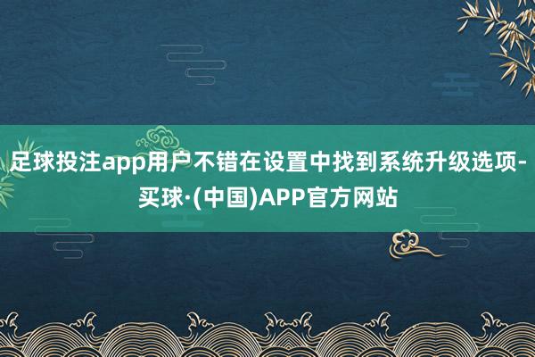 足球投注app用户不错在设置中找到系统升级选项-买球·(中国)APP官方网站