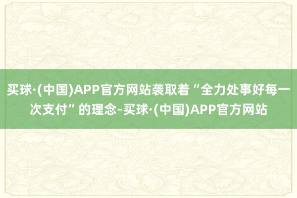 买球·(中国)APP官方网站袭取着“全力处事好每一次支付”的理念-买球·(中国)APP官方网站