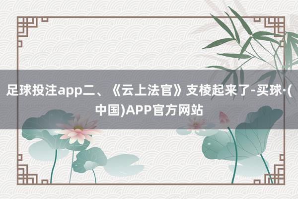 足球投注app二、《云上法官》支棱起来了-买球·(中国)APP官方网站
