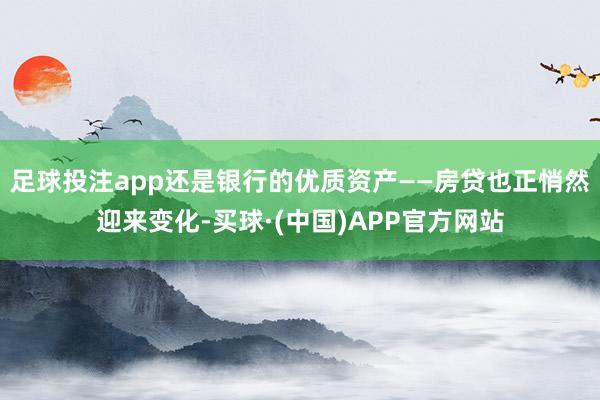 足球投注app还是银行的优质资产——房贷也正悄然迎来变化-买球·(中国)APP官方网站
