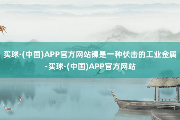 买球·(中国)APP官方网站镍是一种伏击的工业金属-买球·(中国)APP官方网站