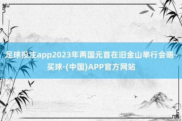 足球投注app2023年两国元首在旧金山举行会晤-买球·(中国)APP官方网站