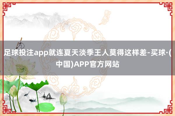 足球投注app就连夏天淡季王人莫得这样差-买球·(中国)APP官方网站