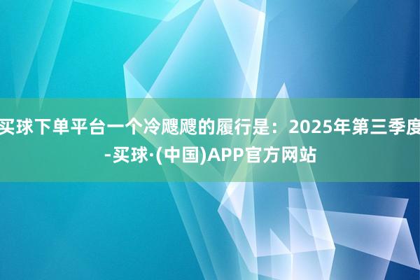 买球下单平台一个冷飕飕的履行是：2025年第三季度-买球·(中国)APP官方网站