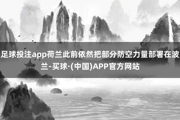 足球投注app荷兰此前依然把部分防空力量部署在波兰-买球·(中国)APP官方网站