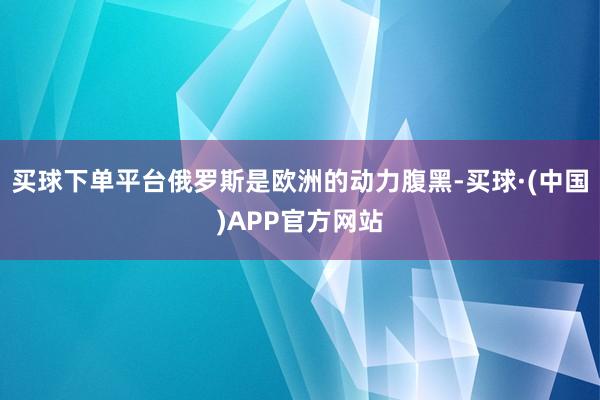 买球下单平台俄罗斯是欧洲的动力腹黑-买球·(中国)APP官方网站