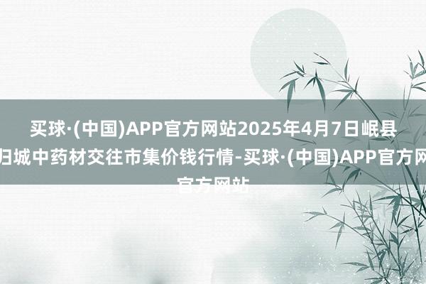 买球·(中国)APP官方网站2025年4月7日岷县当归城中药材交往市集价钱行情-买球·(中国)APP官方网站