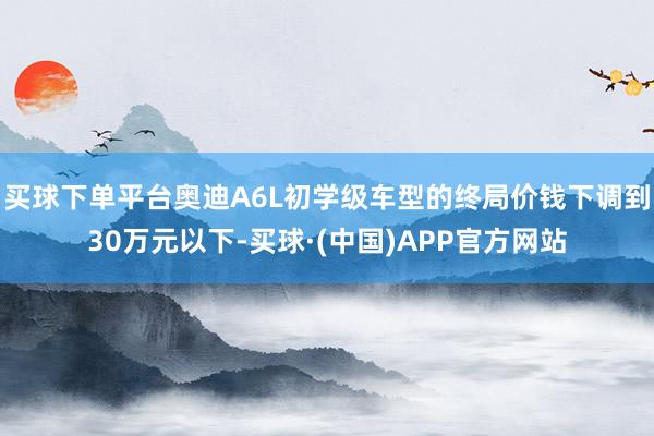 买球下单平台奥迪A6L初学级车型的终局价钱下调到30万元以下-买球·(中国)APP官方网站
